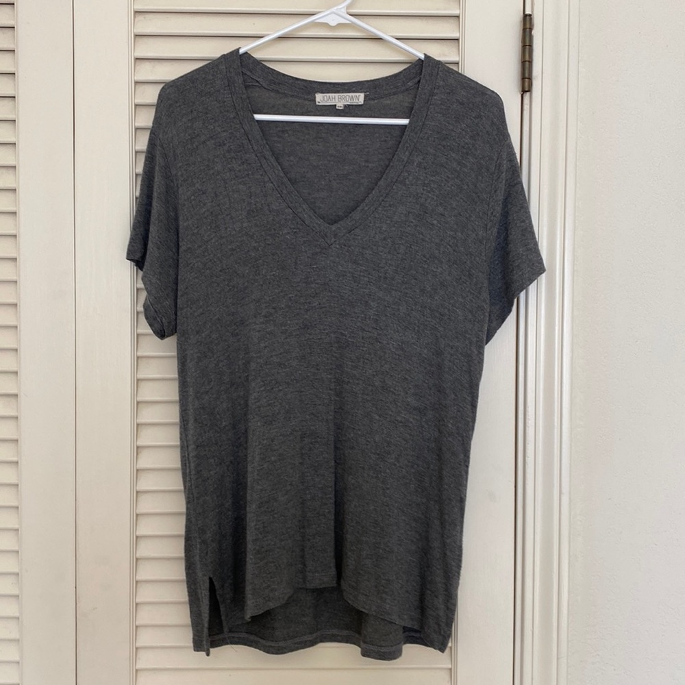 Joah Brown Grey V-Neck T-Shirt